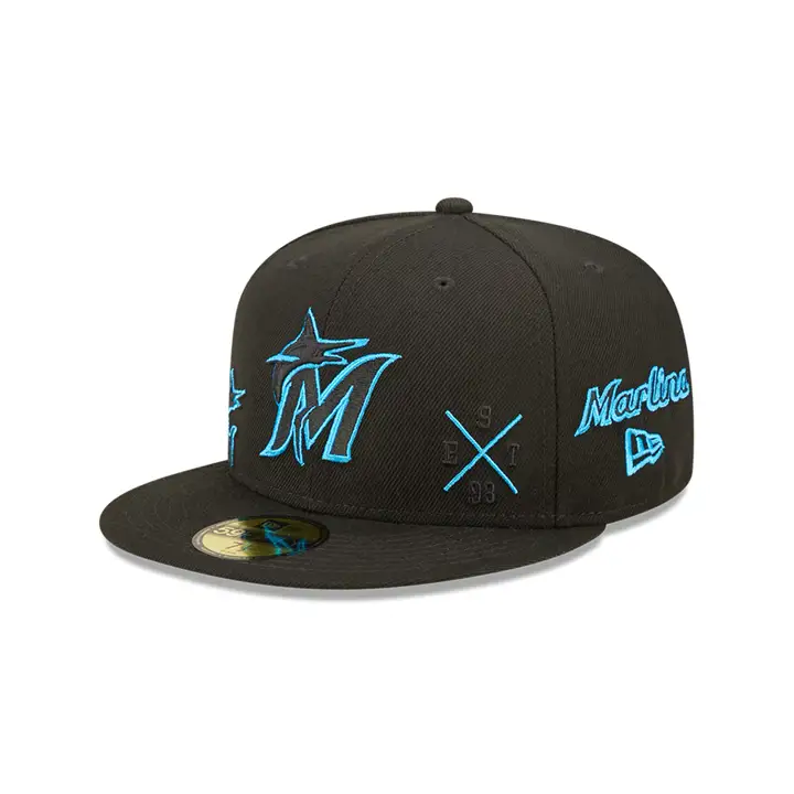 MIAMI MARLINS MLB ALL OVER BLK POP 59FIFTY BLK