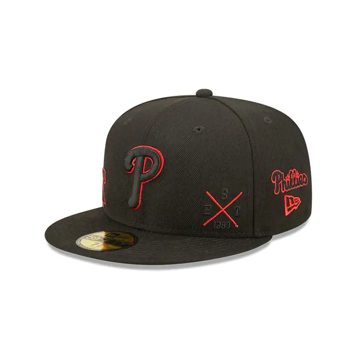 CASQUETTE AJUSTÉE PHILADELPHIA PHILLIES MLB ALL OVER BLK POP 59FIFTY BLK
