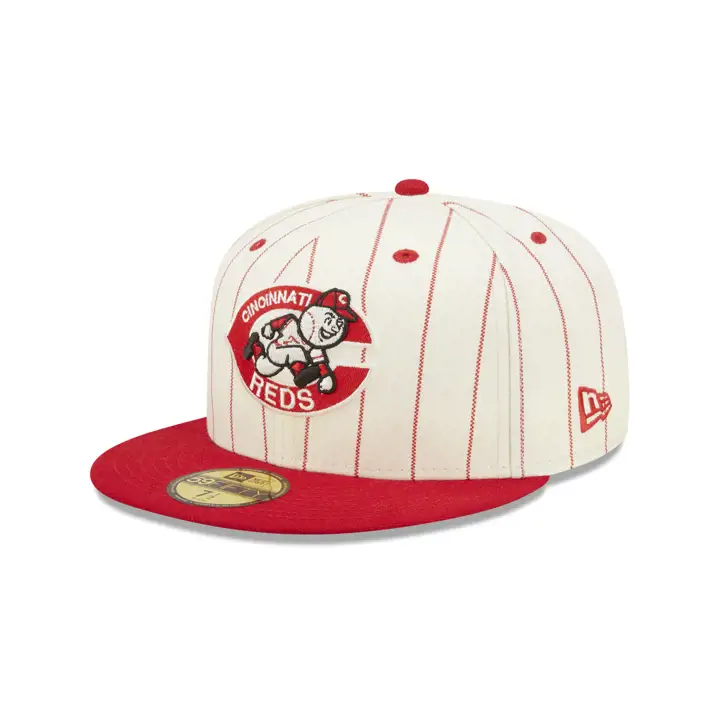 ROUGES MLB CASQUETTE BLANCHE CASSÉE/RAYURES FINES ÉCUSSON 59FIFTY MATCH DES ÉTOILES 1970 ARGENT/