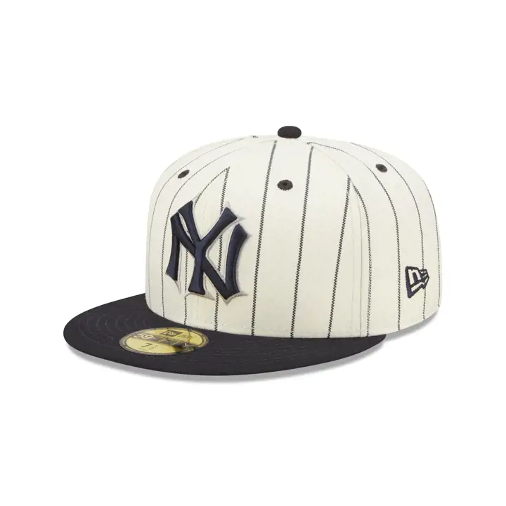 CASQUETTE YANKEES MLB OFF WHITE/TC RAYURES FINES ÉCUSSON 59FIFTY WS 1950 SIL