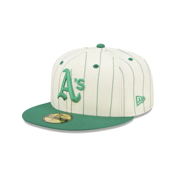 CASQUETTE A's MLB OFF WHITE/TC RAYURES FINES ÉCUSSON 59FIFTY WS 1973 ARGENT/KG