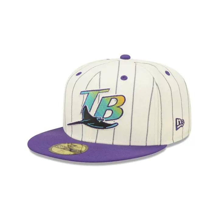 RAYS MLB BLANC CASSÉ/RAYURES FINES ÉCUSSON 59FIFTY INAUG 1998 SIL