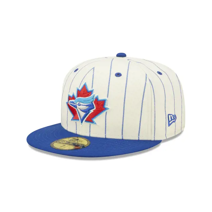 BLUE JAYS MLB OFF WHITE/TC PINSTRIPE PATCH 59FIFTY 25E ANN