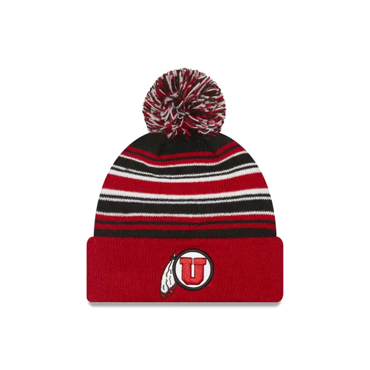 Utah Utes NCAA 21 Bonnet Rouge Tricoté à Rayures NE MB