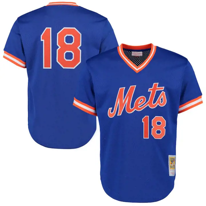METS MLB M&N Auth BP Mesh Jersey Darryl Strawberry rbl