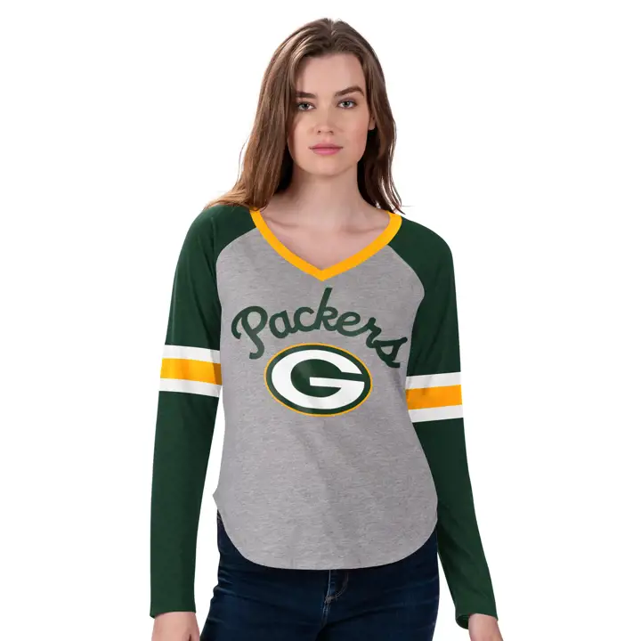 T-shirt Femme NFL Green Bay Packers Asterisk Manches Longues 21 Vert Foncé