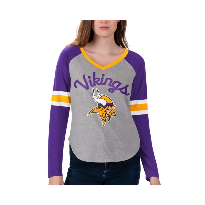 T-shirt Femme Minnesota Vikings NFL Asterisk Manches Longues 21 violet