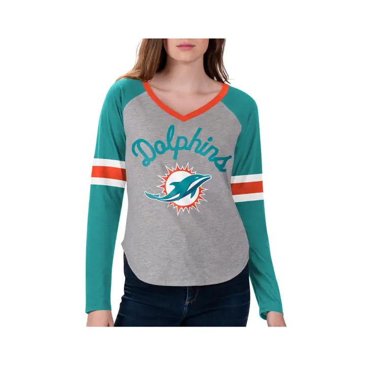 Tee-shirt LS Asterisk pour femme NFL des Miami Dolphins 21 aq
