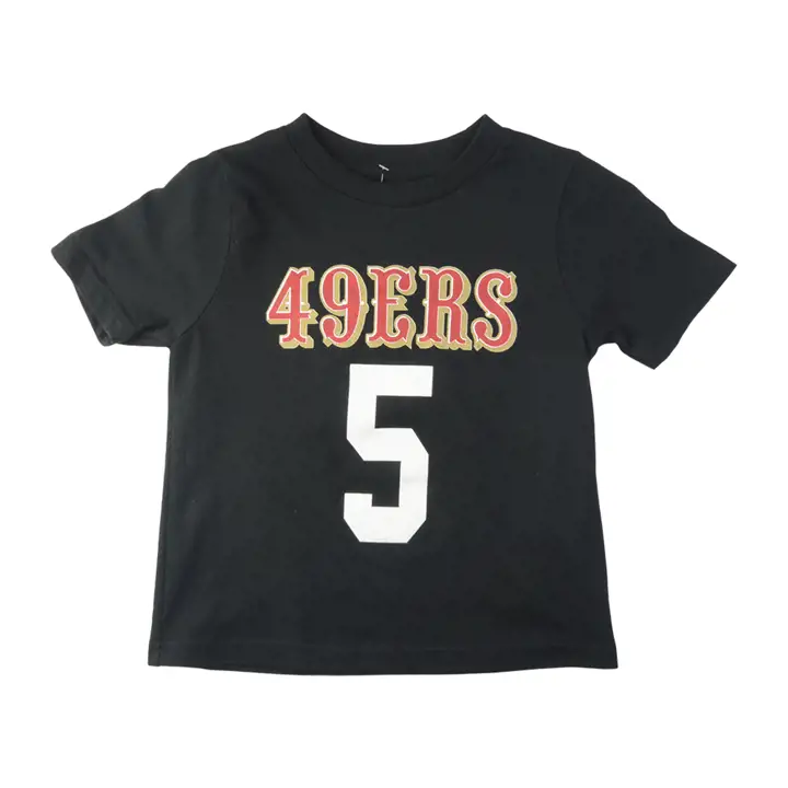 T-shirt pour enfant 49ERS NFL Mainliner Joueur Trey Lance Noir