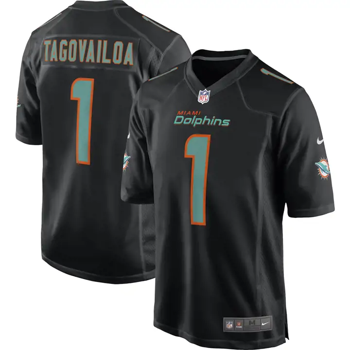 Maillot de match NFL Eclipse Miami Dolphins 21 Tua Tagovailoa NOIR