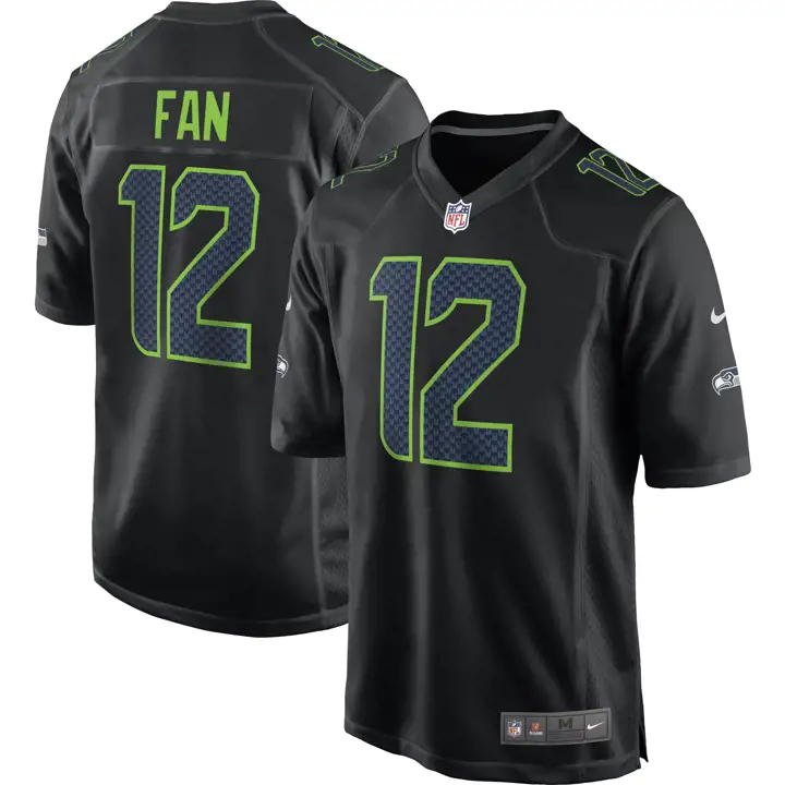 Maillot de match NFL Eclipse Seattle Seahawks 21 Supporter #12 NOIR