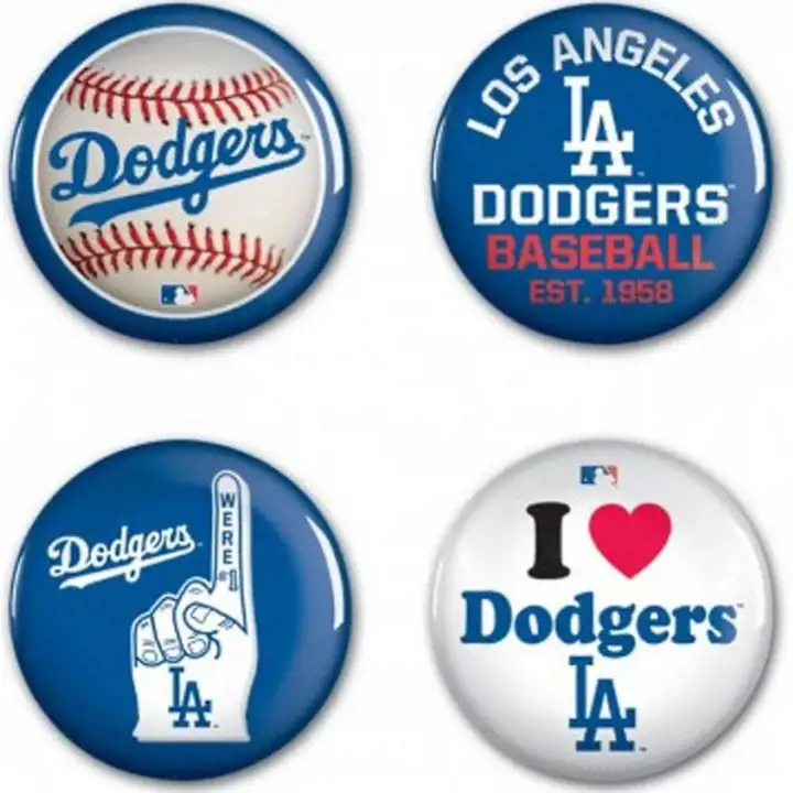 Lot de 4 badges Los Angeles Dodgers