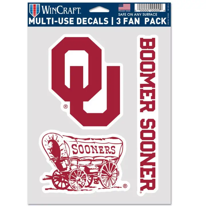 "Pack de supporter Oklahoma Sooners 5.5\"x7.75\" ast"
