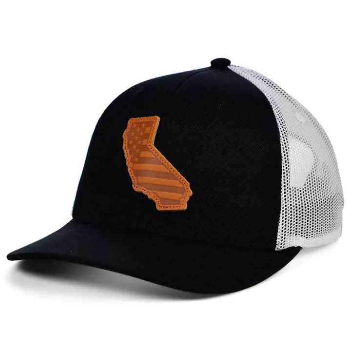 CALIFORNIA BW Leather USA Patch Trucker NOIR/BLANC/MARRON