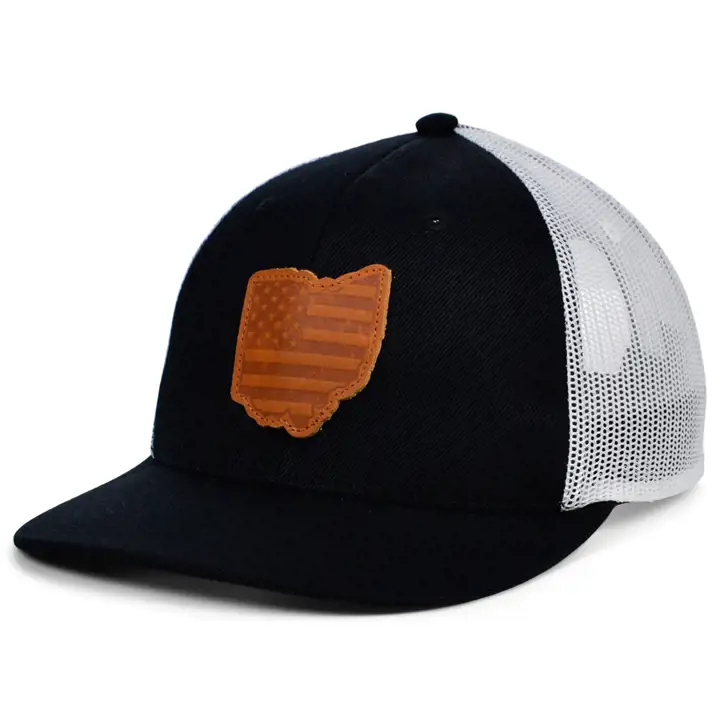 OHIO BW Leather USA Patch Trucker Noir/Blanc/Marron