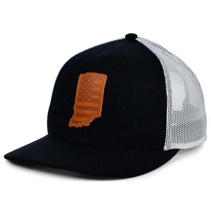 INDIANA BW Cuir USA Patch Trucker NOIR/BLANC/MARRON