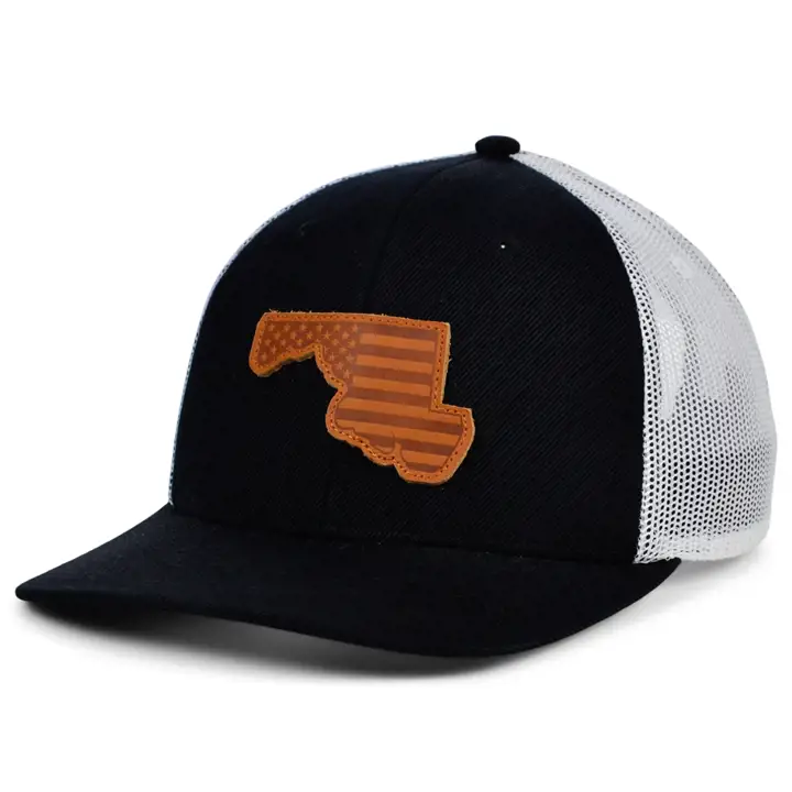 MARYLAND BW Cuir USA Écusson Casquette de camionneur NOIR/BLANC/MARRON
