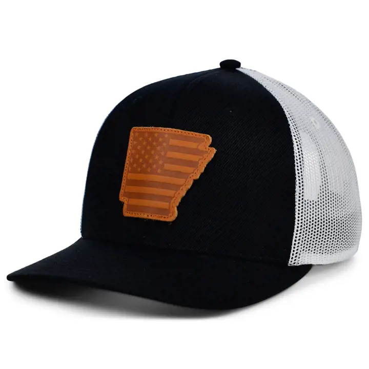 ARKANSAS BW Cuir USA Écusson Casquette Trucker NOI/BLA/MAR