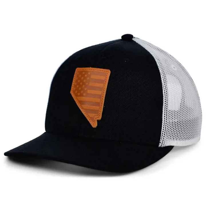 NEVADA BW Cuir USA Écusson Trucker N/B/MAR