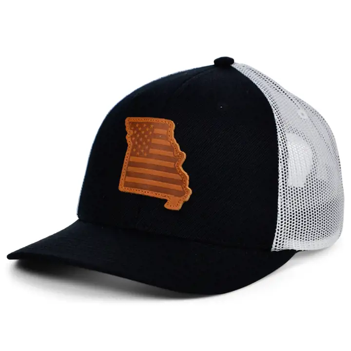 MISSOURI BW Cuir USA Écusson Trucker Noir/Blanc/Marron