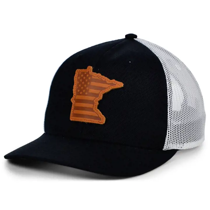 MINNESOTA BW Leather USA Patch Trucker NOIR/BLANC/MARRON