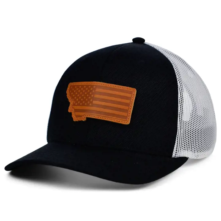 MONTANA BW Cuir USA Écusson Trucker N/B/M