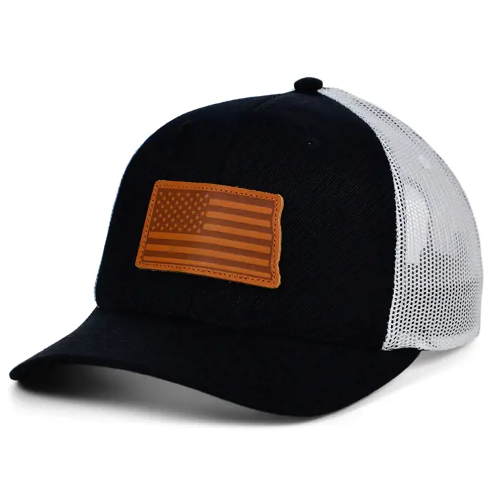DAKOTA DU NORD BW Cuir USA Écusson Casquette de Routier NOIR/BLANC/MARRON