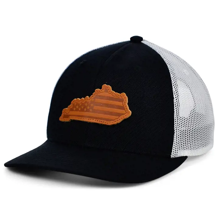 KENTUCKY BW Cuir USA Écusson Casquette de Routier NOIR/BLANC/MARRON