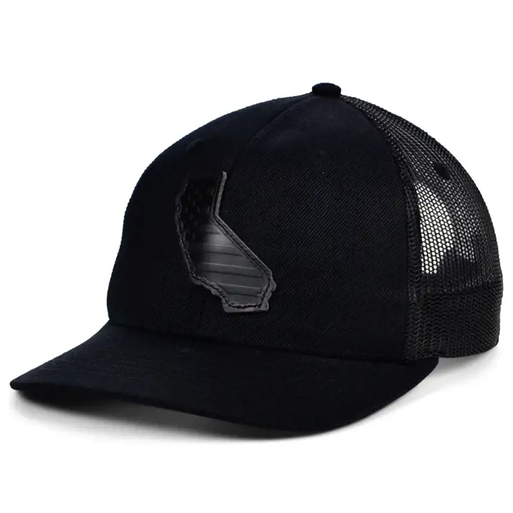 CALIFORNIA Blackout Leather USA Patch Trucker NOIR/NOIR/NOIR