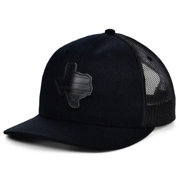 TEXAS Blackout Leather USA Écusson Casquette Trucker Noire/Noire/Noire