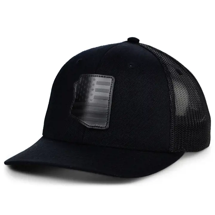ARIZONA Casquette Trucker en Cuir Blackout Écusson USA NOI/NOI/NOI