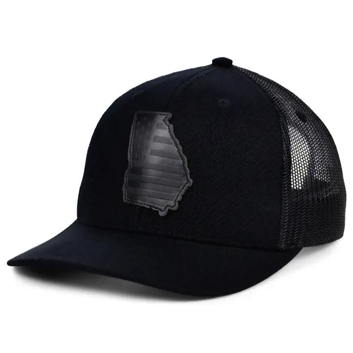 GEORGIA Casquette en cuir occultant USA, style camionneur, NOIR/NOIR/NOIR