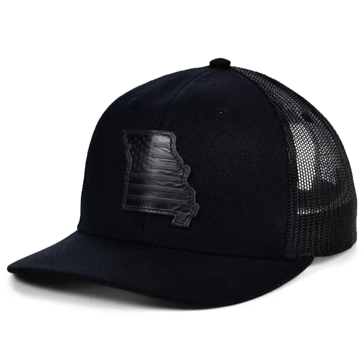 MISSOURI Casquette Trucker USA Patch Cuir Noir Entier