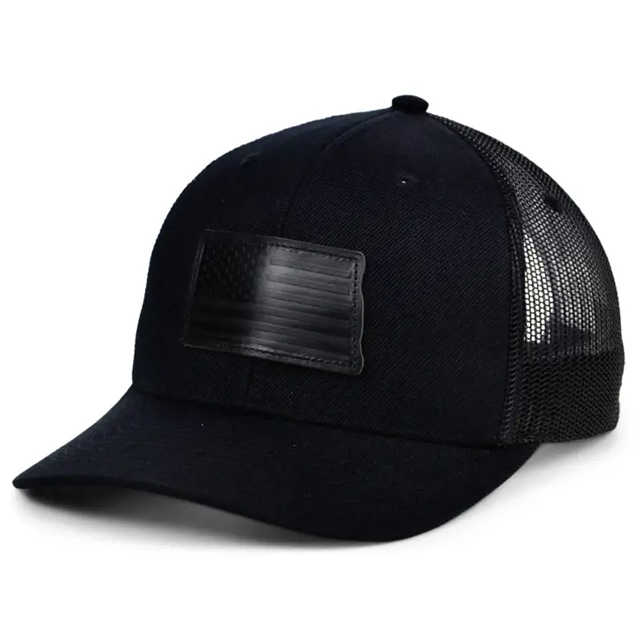 NORTH DAKOTA Cuir noir intégral USA Patch Trucker BLK/BLK/BLK