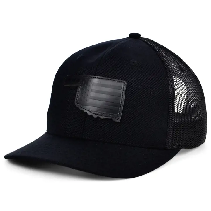 OKLAHOMA Casquette trucker USA patch cuir noir/noir/noir