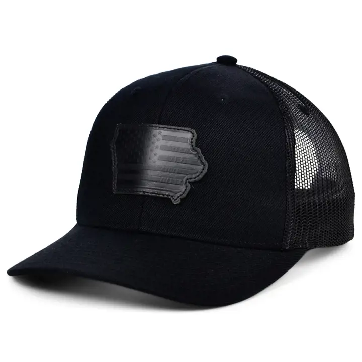 IOWA Blackout Cuir USA Patch Trucker NOI/NOI/NOI