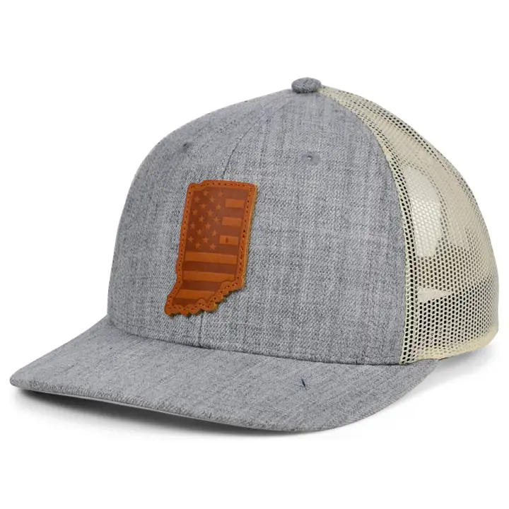 INDIANA HTHR Cuir USA Écusson Trucker GRIS-F/BLC/MAR