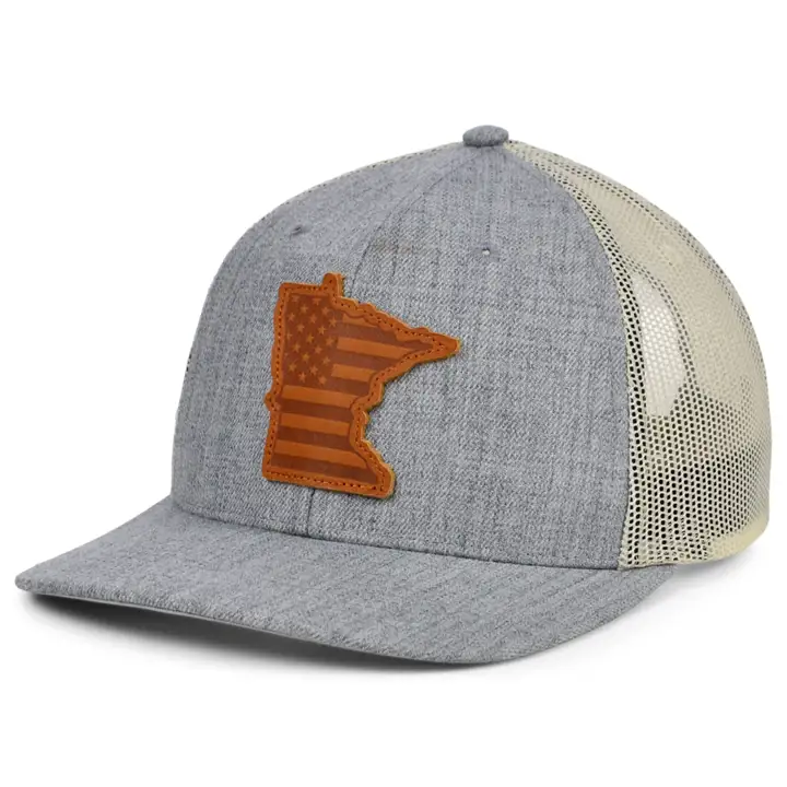 MINNESOTA HTHR Écusson en cuir USA Casquette de Routier GRIS-CH/BLC/MAR