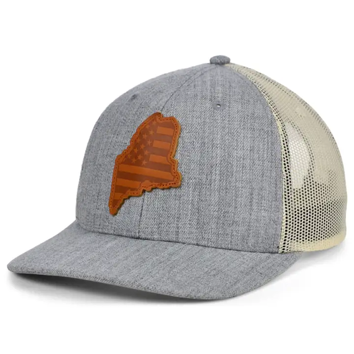 MAINE HTHR Casquette Trucker en Cuir USA H-GRIS/BLC/BRN