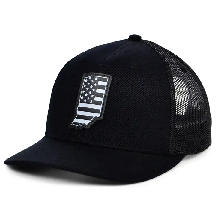 INDIANA BLKWHTBLK Cuir USA Patch Trucker BLK/WHT/BLK
