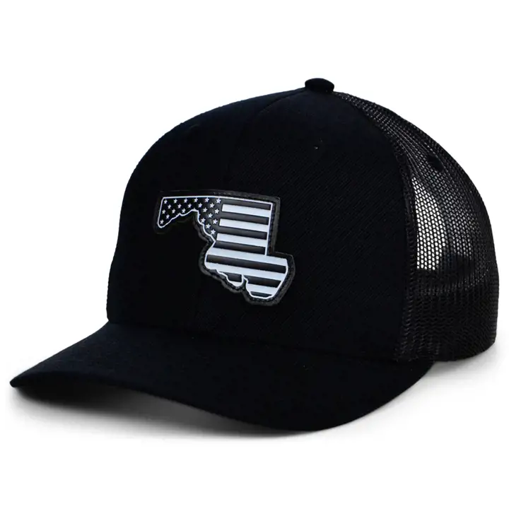 Casquette de camionneur en cuir MARYLAND NOIR/BLANC/NOIR USA