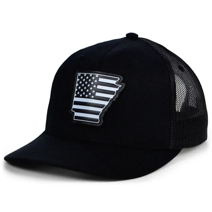 Casquette de routier ARKANSAS en cuir USA noir/blanc/noir