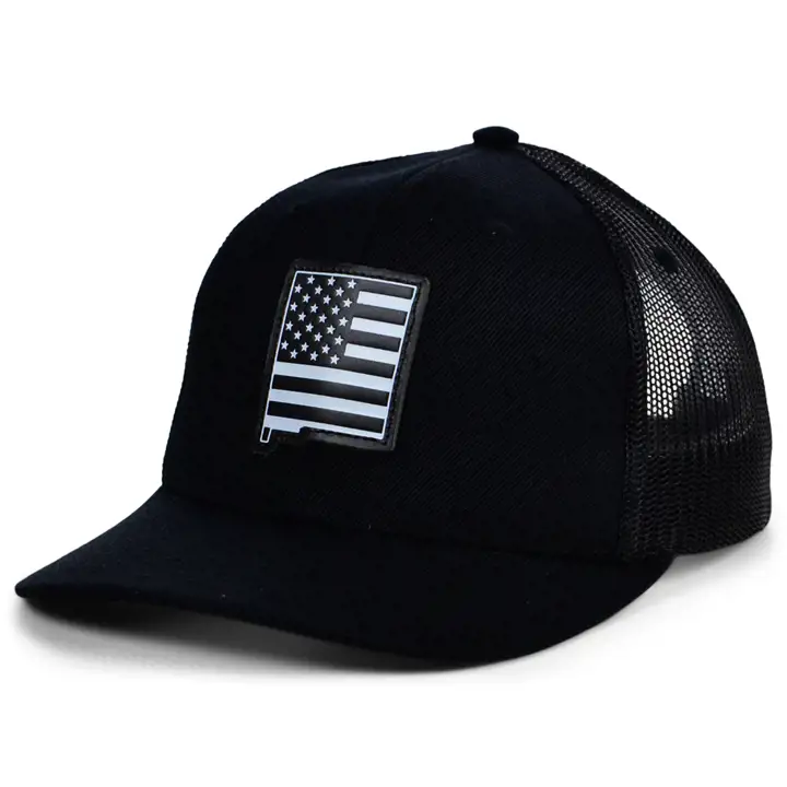 CASQUETTE TRUCKER EN CUIR AVEC ÉCUSSON USA BLKWHTBLK NOUVEAU-MEXIQUE NOIR/BLANC/NOIR