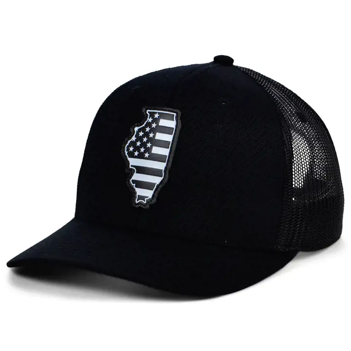 ILLINOIS BLKWHTBLK Casquette de routier en cuir USA BLK/WHT/BLK