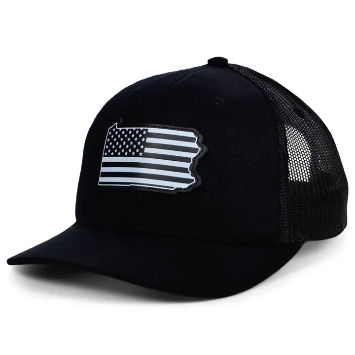 PENNSYLVANIA BLKWHTBLK Cuir USA Écusson Casquette Trucker BLK/WHT/BLK