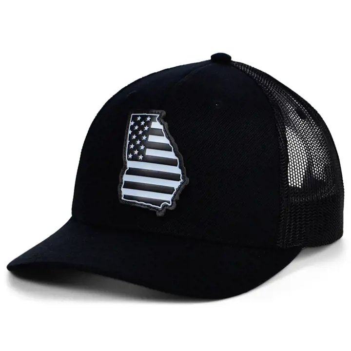 GEORGIA BLKWHTBLK Casquette en cuir USA Trucker BLK/WHT/BLK