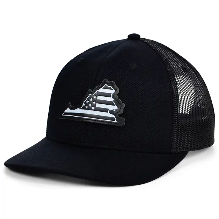 VIRGINIA BLKWHTBLK Cuir USA Patch Trucker NOIR/BLANC/NOIR