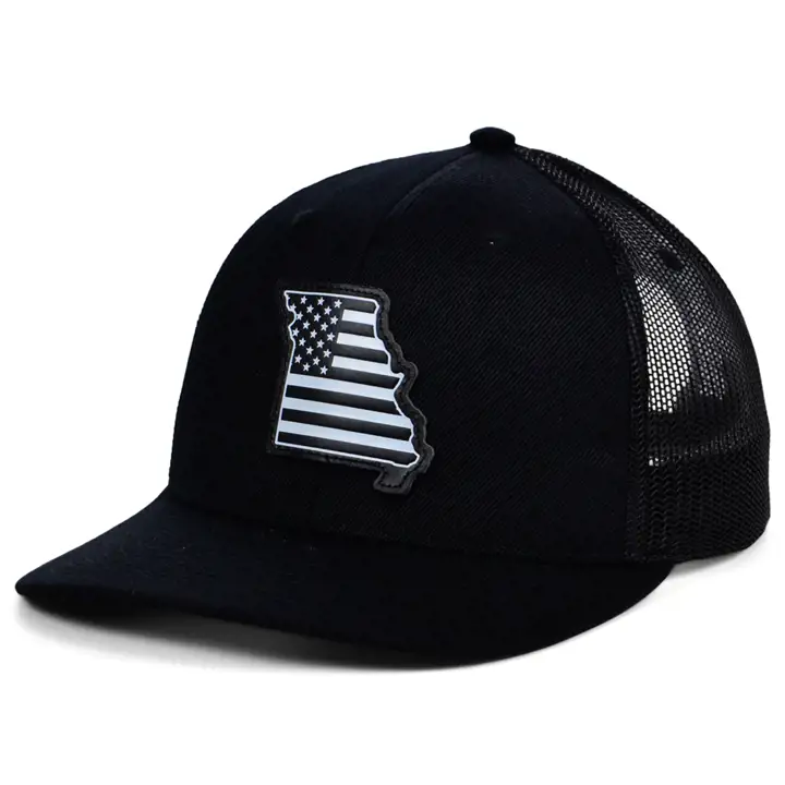 MISSOURI BLKWHTBLK Leather USA Patch Trucker BLK/WHT/BLK