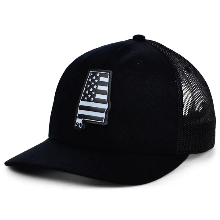 ALABAMA CUIR NOIR/BLANC/NOIR Écusson USA Trucker NOIR/BLANC/NOIR