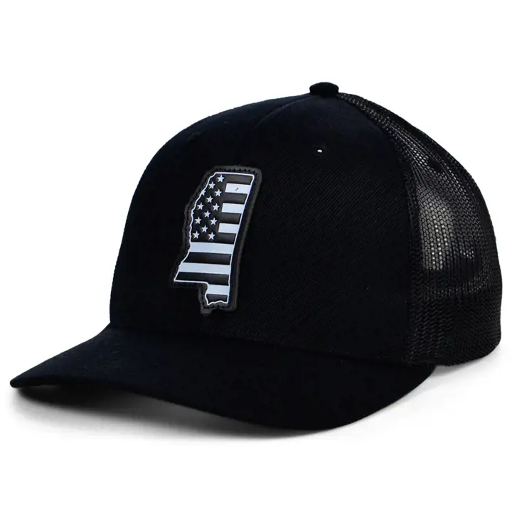 MISSISSIPPI BLKWHTBLK Cuir États-Unis Écusson Trucker BLK/WHT/BLK